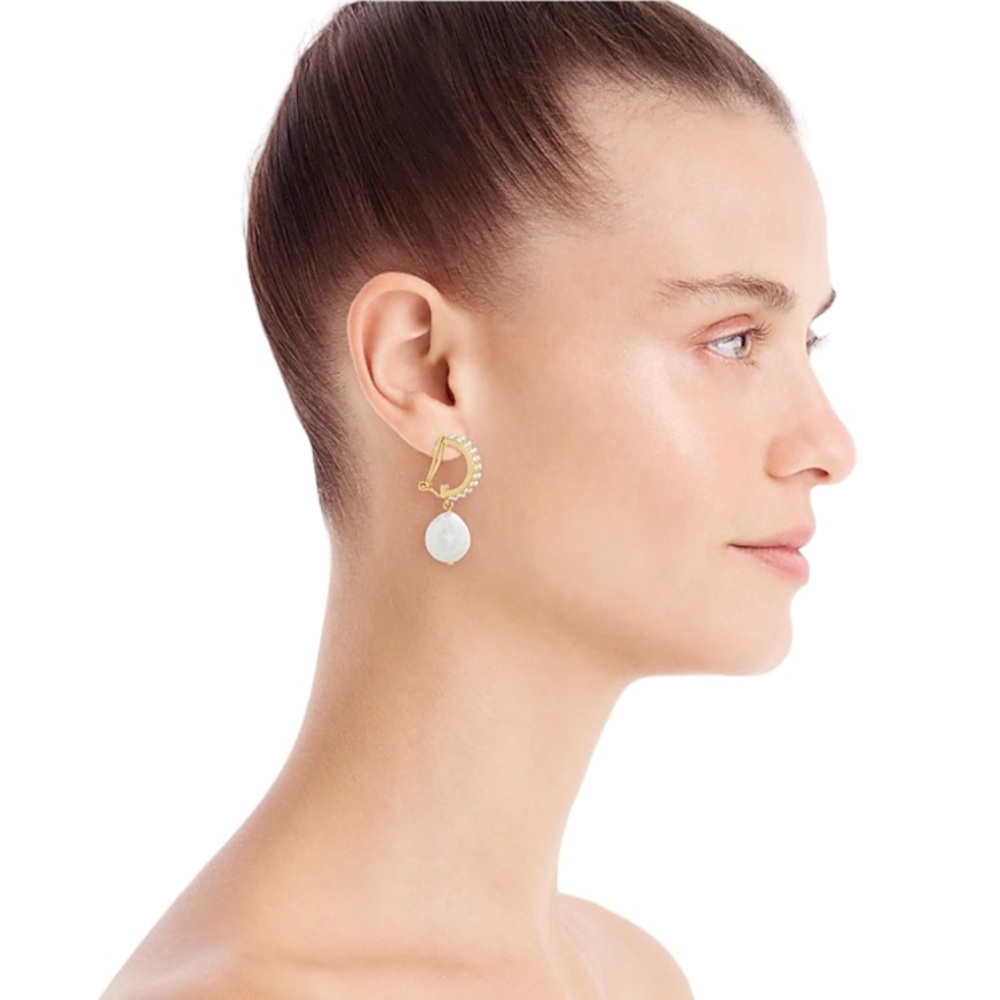 J. Crew Pearl hoops with freshwater pearl drops